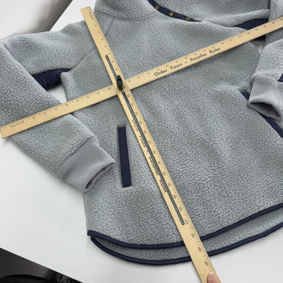 Southern Tide Fleece Pullover Womens Small Gray Blue Quarter Snap Sherpa Pockets - Picture 7 of 7